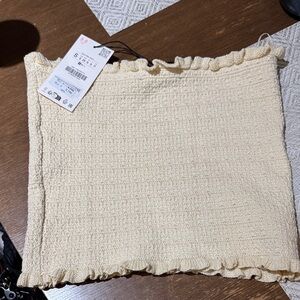 Zara Beige Ruffled Tube Top